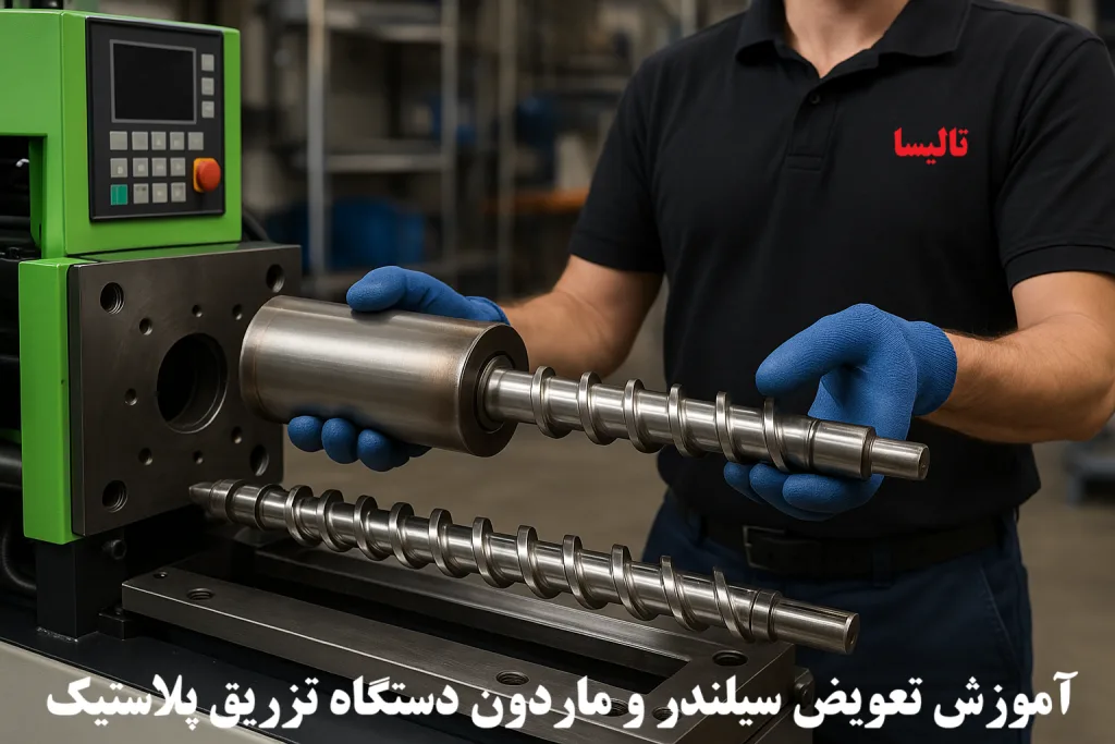 آموزش تعویض سیلندر و ماردون دستگاه تزریق پلاستیک