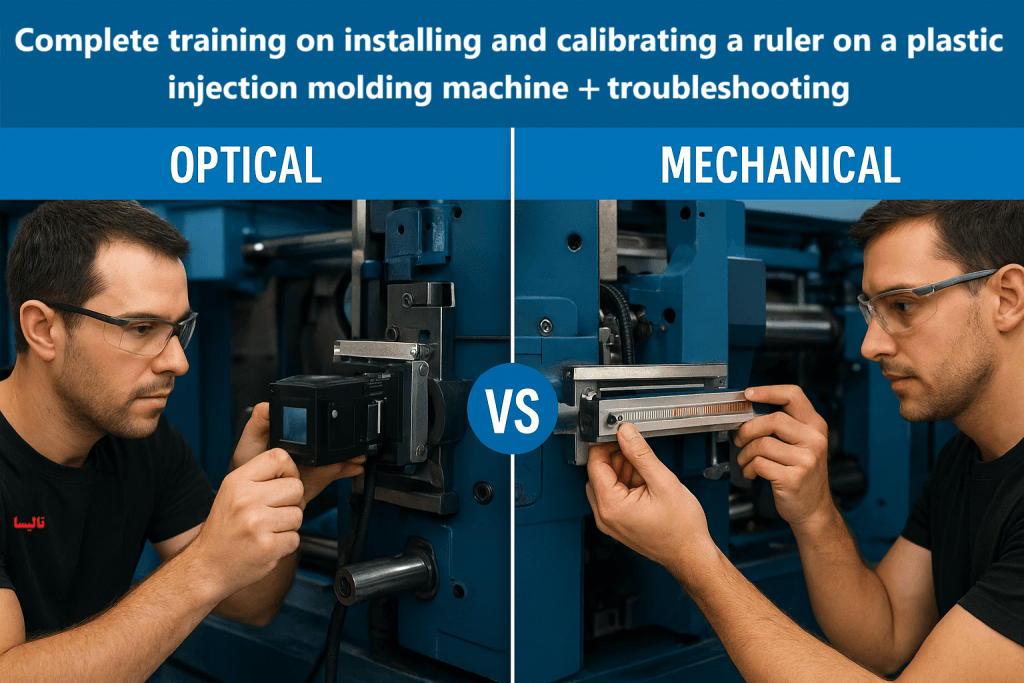 آموزش کامل نصب و کالیبراسیون خط کش روی دستگاه تزریق پلاستیک + عیب‌یابی